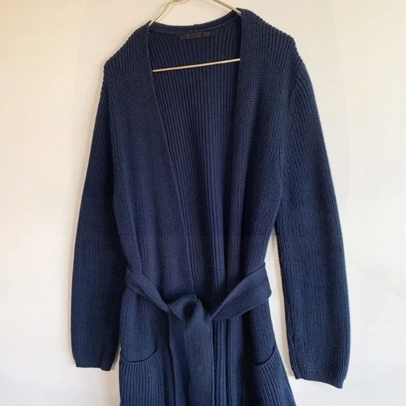 Jenni Kayne Cotton Fisherman Wrap Cardigan Navy - Picture 3 of 7